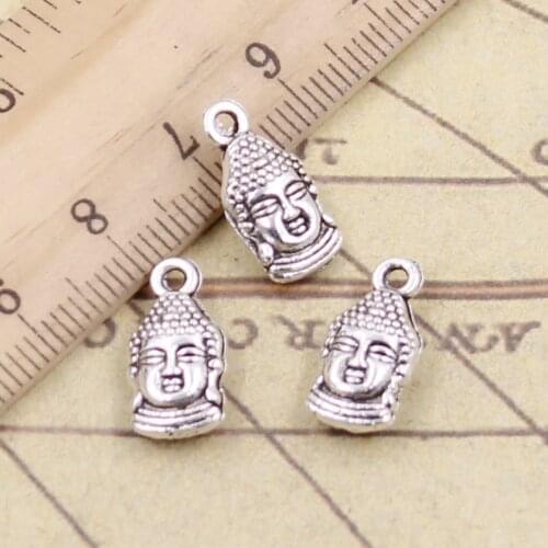 20pcs Charms Buddha Head 16x8mm Tibetan Bronze Silver Color Pendants Antique Jewelry Making DIY Handmade Craft