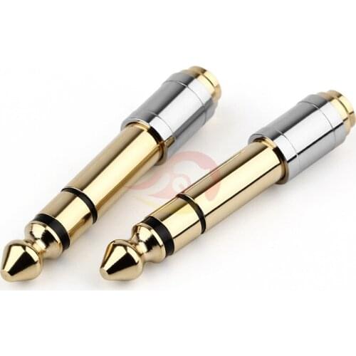 5Pcs Pure Copper Gold-plated 6.35 Stereo Male to 3.5 Female Adapter