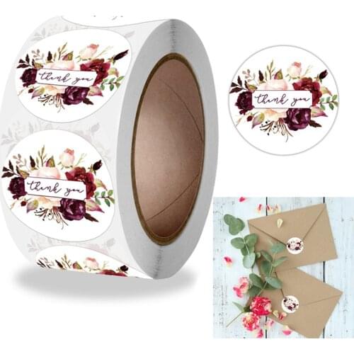 500pcs/roll Flower thank you stickers seal label handmade custom sticker scrapbooking for gift decoration stationery sticker