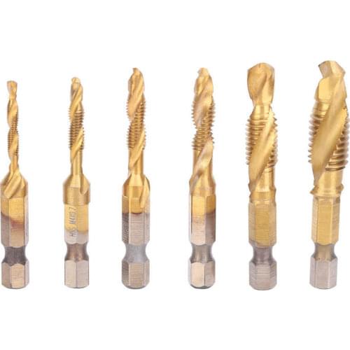 6pcs Screw Tap Drill Bits Kit 6542 High Speed Steel M10 M8 M6 M5 M4 M3 Tapping Tools Hand Tool