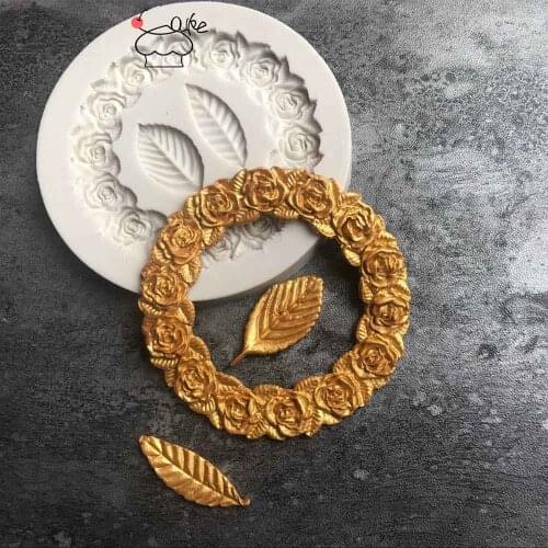 Aouke Molds Flowers with Leaves Silicone Mold 3D Fondant Mold Cakes Decorating Tools DIY Gumpaste Kitchen Bakeware K128