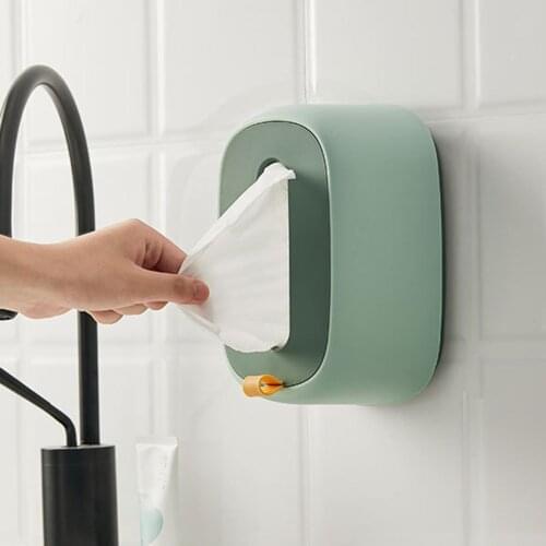 Automatic Spring Wall Mount Desktop Home Kitchen Living Room Tissue Storage Box