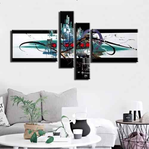Free Shipping! 100%Hand-painted Modern Blue City Abstract Oil Painting On Canvas Art Wall For Home Decoration No Frame