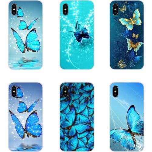 For Samsung Galaxy A3 A5 A7 A9 A8 Star A6 Plus 2018 2015 2016 2017 Accessories Phone Cases Covers flower butterfly in blue