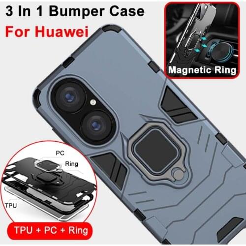 Magnetic Ring Stand Case for Huawei P50 P40 P30 Pro Y6 Y7 Y9 Enjoy 8 9 10 20 Plus Back Cover Protector Bumper Shell with Holder