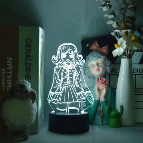 Chiaki Nanami 3D Lamps for Bedside Table Danganronpa Night Light Room Desktop Setup LED Atmosphere Lighting Art Deco Indoor Lamp