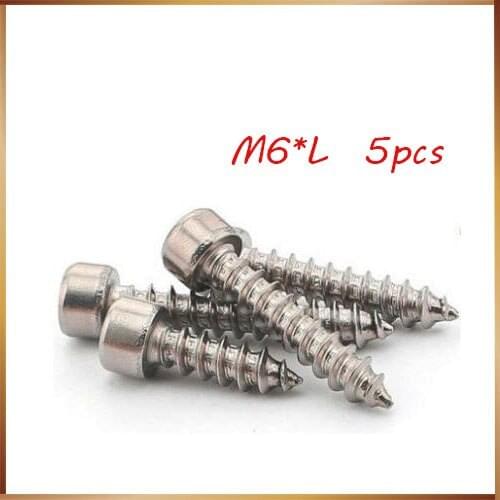 Wood screws 5PCS-M6*16/20/25/30/35/45 304 Stainless Steel Hexagon Tapping Screws / Model Self-Tapping / Audio Screws