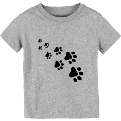Cat paws Print Kids tshirt Boy Girl shirt Children Toddler Clothes Funny Street Top Tees CZ-142