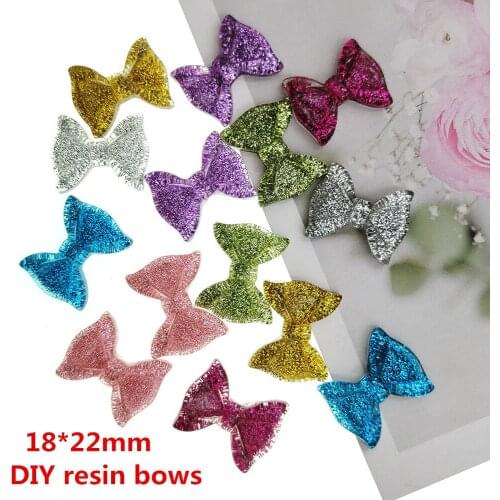 DIY 10pcs Mix 18mm*22mm Glitter Resin 3d Bow Tie Flatback Rhinestone Wedding Buttons Crafts
