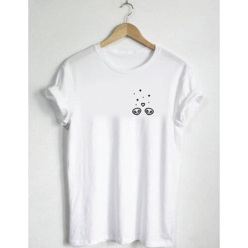 Alien Lover Pocket T-Shirt Cute Unisex Gift Aliens UFO Martian Heart Planet Tee Graphic Summer Cotton Alien Grunge Vintage Tops