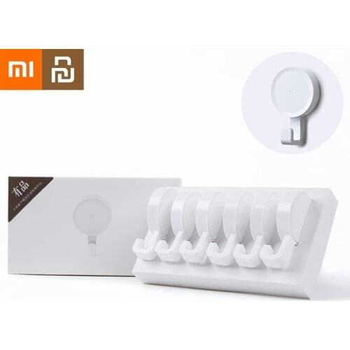 Xiaomi Youpin Sticky Hooks Maximum Weight 3KG Wall Hooks Sticker for Bathroom Toliet Kitchen Hangers Living Room Bed 6 psc kits
