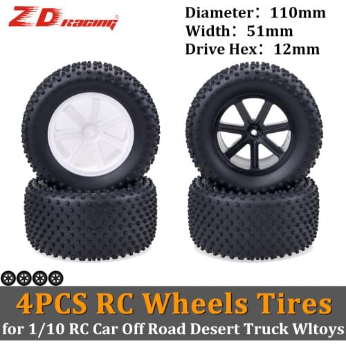 SURPASS HOBBY 4PCS RC Wheels Rubber Tires 12mm Hex Hub for RC 1/10 Car HSP Off Road Desert Truck Wltoys Traxxas ZD Racing Trx4