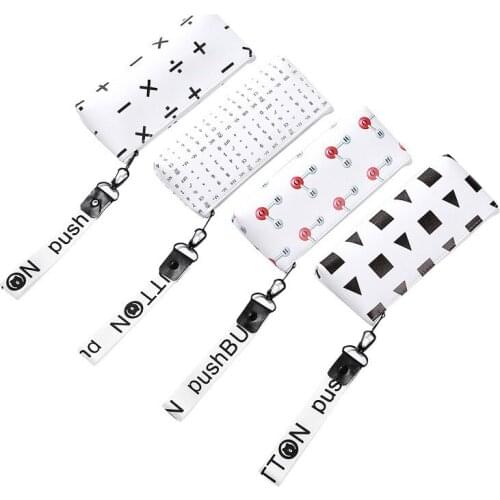 30PCS / LOT Lady Fashion Creative Geometry Pattern Wallet Leather Purses Student Zipper PU Stationery Storage Bag