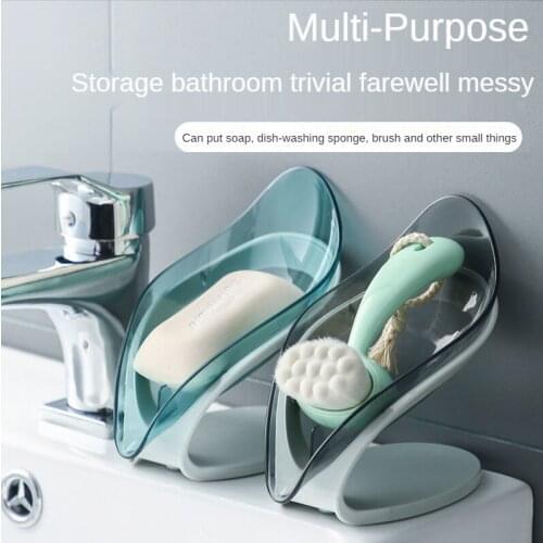 Creative Leaf Soap Box Bathroom Punch-free Double Layer Soap Box Rack Toilet Drain Laundry Soap Box Rack