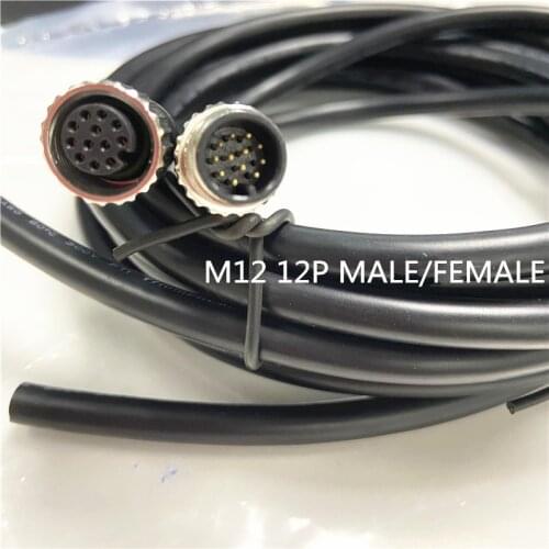 M12 12 pin straight plug sensor connector female male linker with 2 meter cable