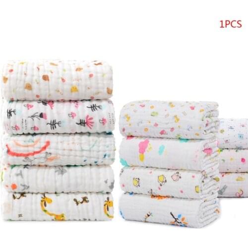 6 Layers of Newborn Baby Washcloths Kids Printed Bath Towel Muslin Cloth Bathrobe Wrap Blanket Random Deliver