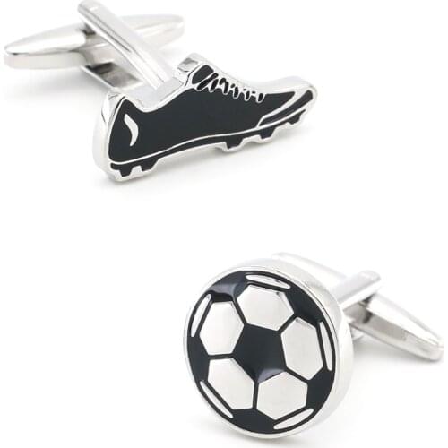 Mens Football & Shoe Cuff Links Copper Material White Color