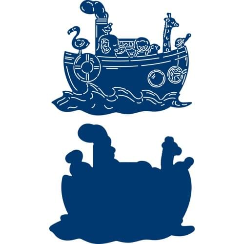 There Are Many Animals on the Boat Cutting Dies Scrapbook Diary Decoration Stencil Embossing Template DIY Greeting Card Handmade