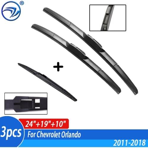 Wiper Front Rear Wiper Blades Set Kit For Chevrolet Orlando 2011 12 13 14-2018 2017 2016 2015 Windshield Windscreen 24"19"10"