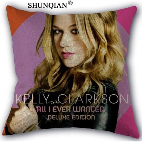 Kelly clarkson Pillowcase Cotton Linen Square Zippered Pillow Cover Unique Design Customize Your Picture 45x45cm one side