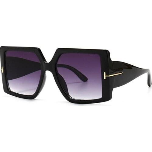 Classic Oversized Square Sunglasses Women 2021 New Fashion Black Leopard Sun Glasses Female Gradient Vintage Big Shades UV400