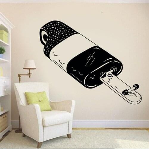 Personalised Ice Cream Wall Decal Sport Skate Skateboard Door Window Fridge Vinyl Stickers Kids Bedroom Kitchen Home Decor E179