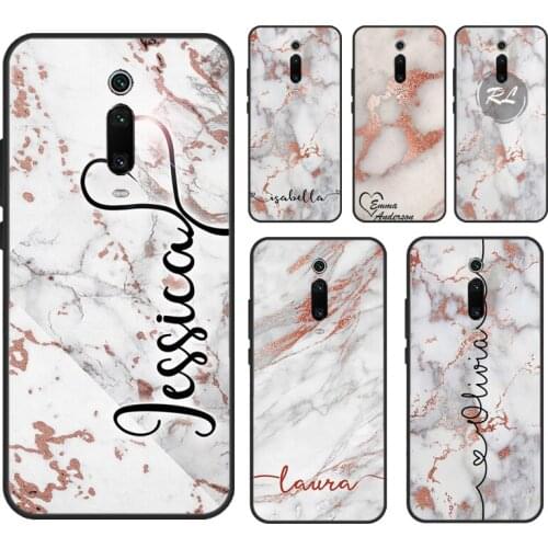 Personalised Rose Gold Marble initials Name For POCO M3 Pro X3 F3 Phone Cover For Xiaomi Mi 11 10T Pro Mi Note 10 Lite 11 Ultra