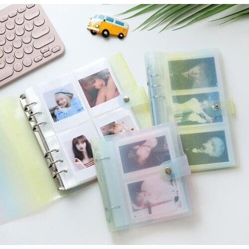 Rainbow Color PVC Portable Photo Album Jelly Glitter Color Album for Mini Instax & Name Card Kpop Stars Photos Binder