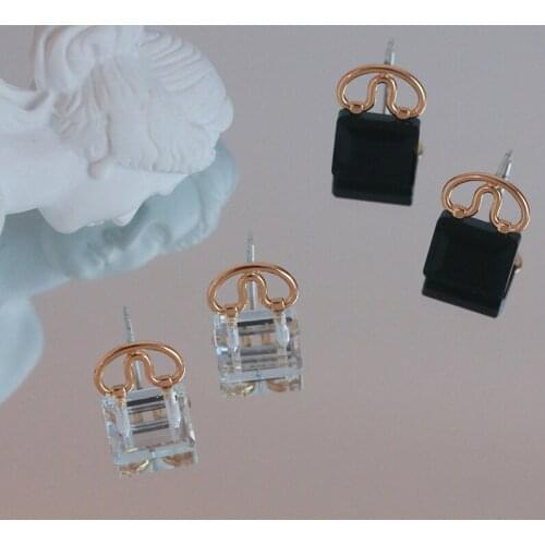 Transparent Glass Lock Earrings Female Korean Small 2021 New Hot Charm Personality Cute Accessoriees High Quality Gifts For GIrl