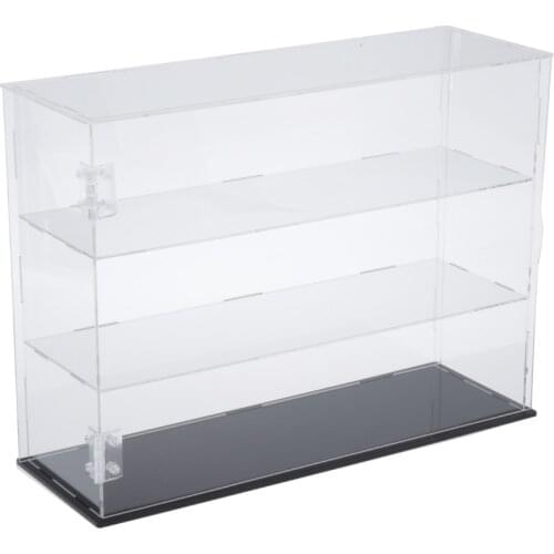 Clear 3-Shelf Acrylic Perfume Figures Display Case Desk Dustproof Box
