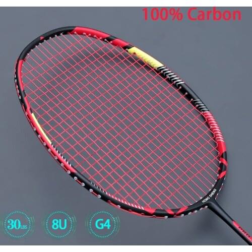 Super Light 8U Professional Carbon Badminton Racket Strung Carbon Fiber Rackets G4 Max 30LBS Racquet With String Bags Padel