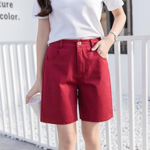 Gkfnmt 2021 Summer Korean Short High Waist Shorts Women Plus Size 3XL Shorts Fitness Straight Pants Cotton Black Feminino