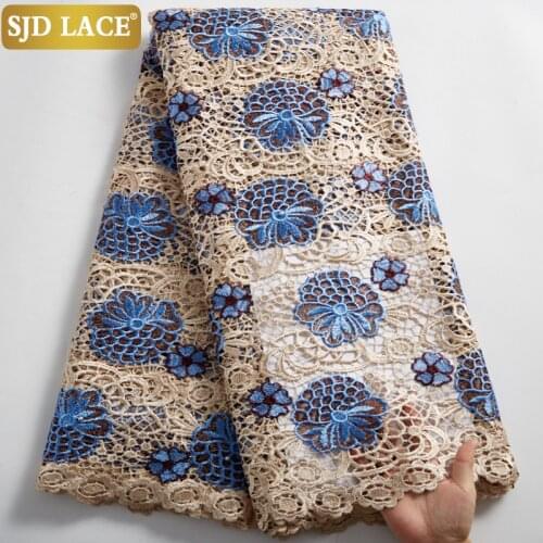 SJD LACE Latest Guipure Cord Lace High Quality Embroidery Water Soluble African Lace Fabric With Holes Laces For Party Sew A2490