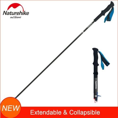 Trekking Poles Durable Carbon Fiber Utralight Backpacking Hike Pole EVA Straight Grip Handle Expandable Folding Walking Stick