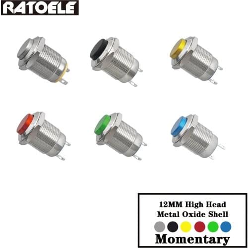 12mm Waterproof Momentary High Round Metal Push Button Switch Car Start Horn Speaker Bell Automatic Reset