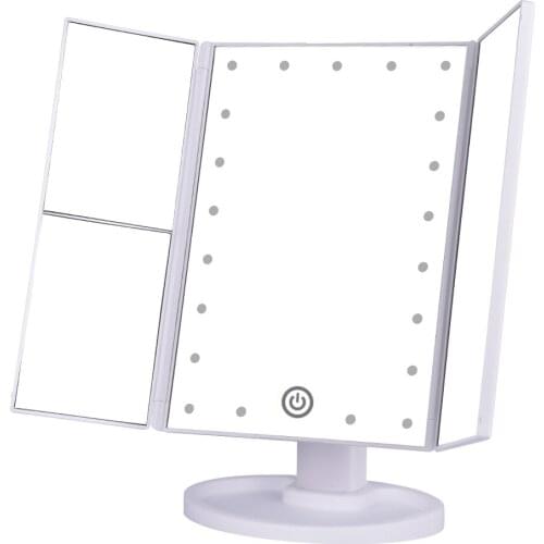 22 LED Light Makeup Mirror 2/3/10X Magnifying Cosmetic 3 Folding Vanity Mirrors 180 Rotation Touch Dimmer Table Mirrors