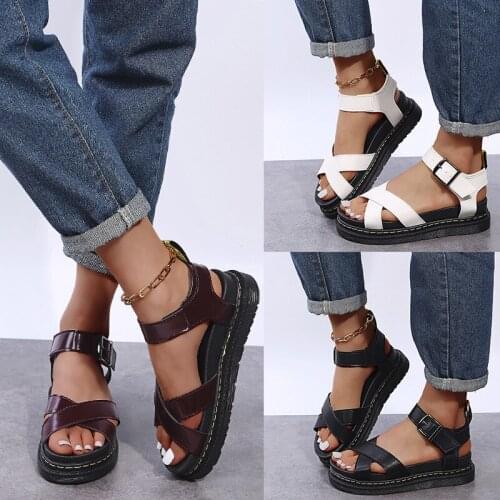 2021Open Toe Flatform Wedges Shoes Woman Summer Beach Sandals Sexy Women Plus Size PU Leather Sandalias