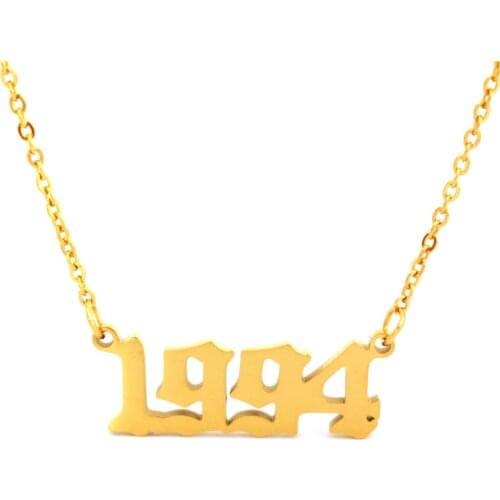 Gold Custom Year 1994 Numeral Pendants Wedding Date Birthday Necklace Chokers Gargantillas Women Men Personazlied Jewelry