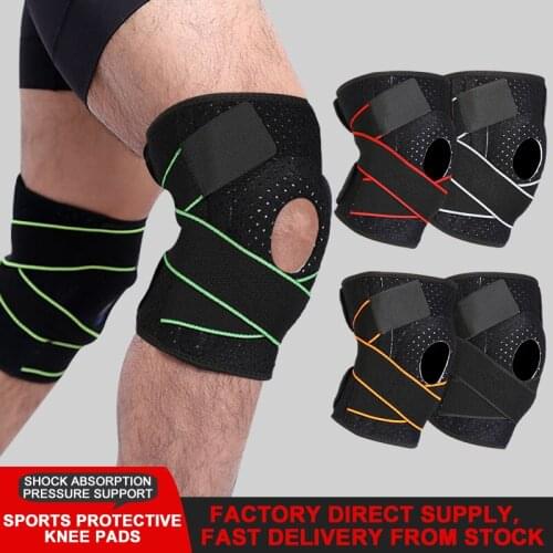 1PCS Compression Knee Support Sleeve Protector high Elastic Kneepad Brace Springs gym outdoor sports