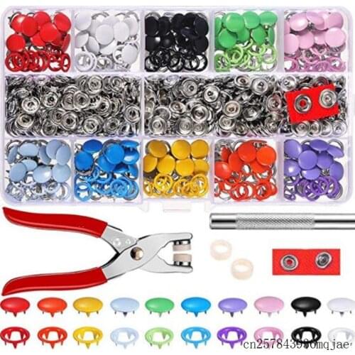 10Sets Five-prong Buckle Baby Button Hand Pressure Pliers Set Installation Tools Color Button Set 10 Colors