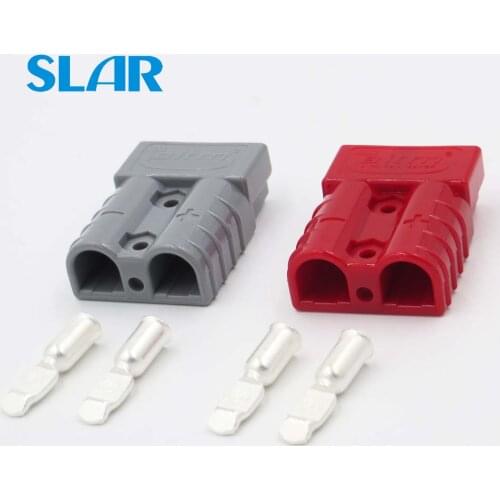2sets 600V 50A Grey SH50 Plug Connector Double Pole with 4pcs copper Contacts for Solar Panels 4WD Caravans Battery Chargers