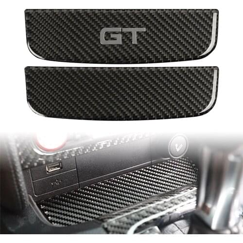 2 Versions Interior Storage Box Trim Cover For Ford Mustang 2015 2016 2017 2018 2019 Carbon Fiber ABS Car Styling Sticker