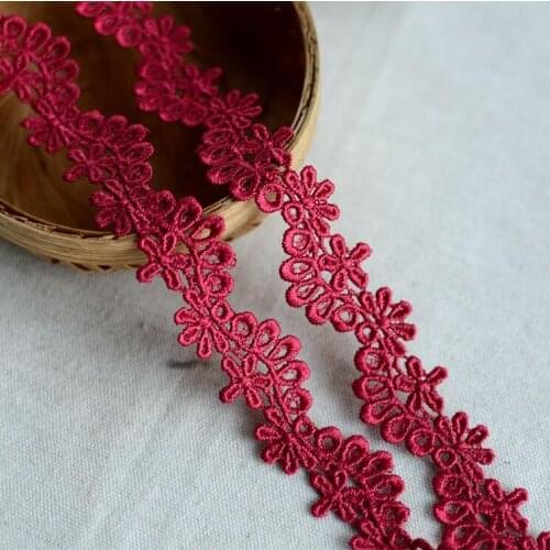 3 Meters/lot High End Dark Red Lace Fabric Venise Lace Trim Wedding DIY Crafted Sewing 2cm Width