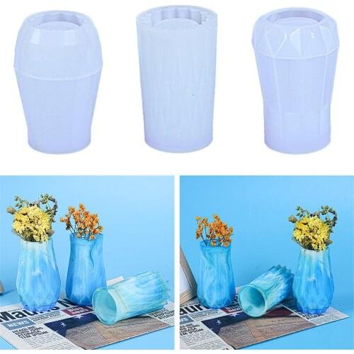 3 Kinds Vase Crystal Epoxy Resin Mold Flowerpot Plant Pot Silicone Mould DIY Crafts Home Decorations Casting Tools