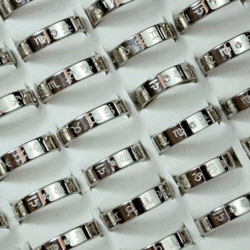 30Pcs Fashion Jewelry Constellation Style Stainless Steel Women Rings Men Ring Lots Hot Sale Bulk WholeSale LR4085