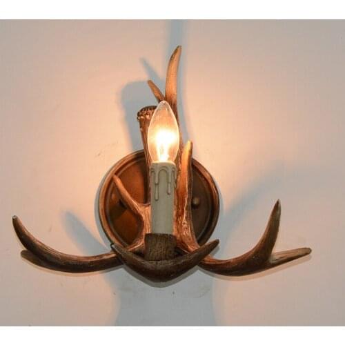Antique deer antler wall lamp in restaurant bedroom vintage resin wall sconce mirror lighting in corridor hallway balcony lights
