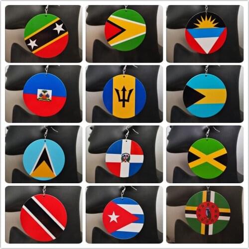 Free Shipping!flags wooden earrrings