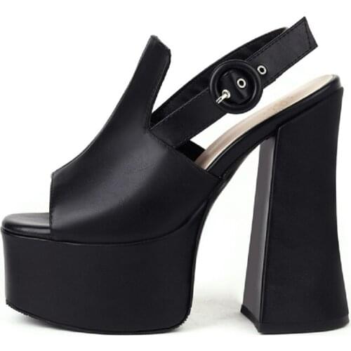 Sexy Womens Sandals Platform 2021 Summer Shoes For Women Green Black Party Fetish Shoe Ladies Block Heels Sandal Women Big Size