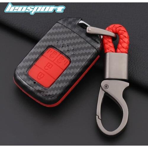 Carbon fiber Look silicone rubber car remote key fob cover case for Honda Accord Civic Fit Type E and F with the keychain
