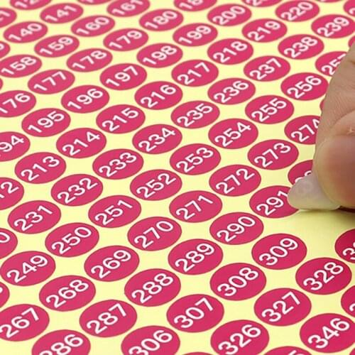 Digital Label Digital Sticker 1 Cm 1-475 Round Serial Number Color Sticker Spot Can Be Customized Printing 7 Sheets/1 Pack